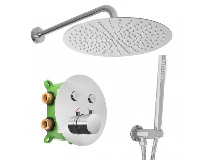 Podomítková sprchová sada LUNGO MILER - chrom + termostat + BOX