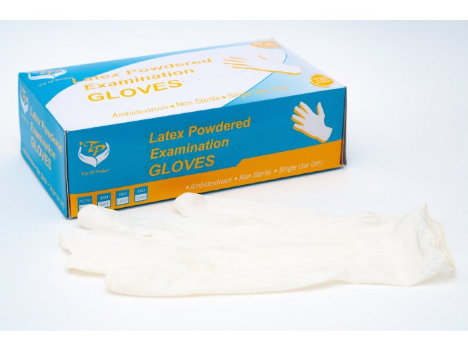 TP Latexové rukavice s pudrem bílé vel.M 100ks