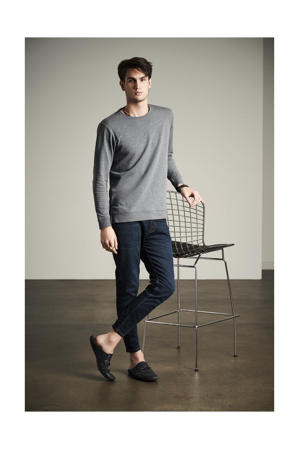 Unisex slabá mikina bez kapuce Light Terry