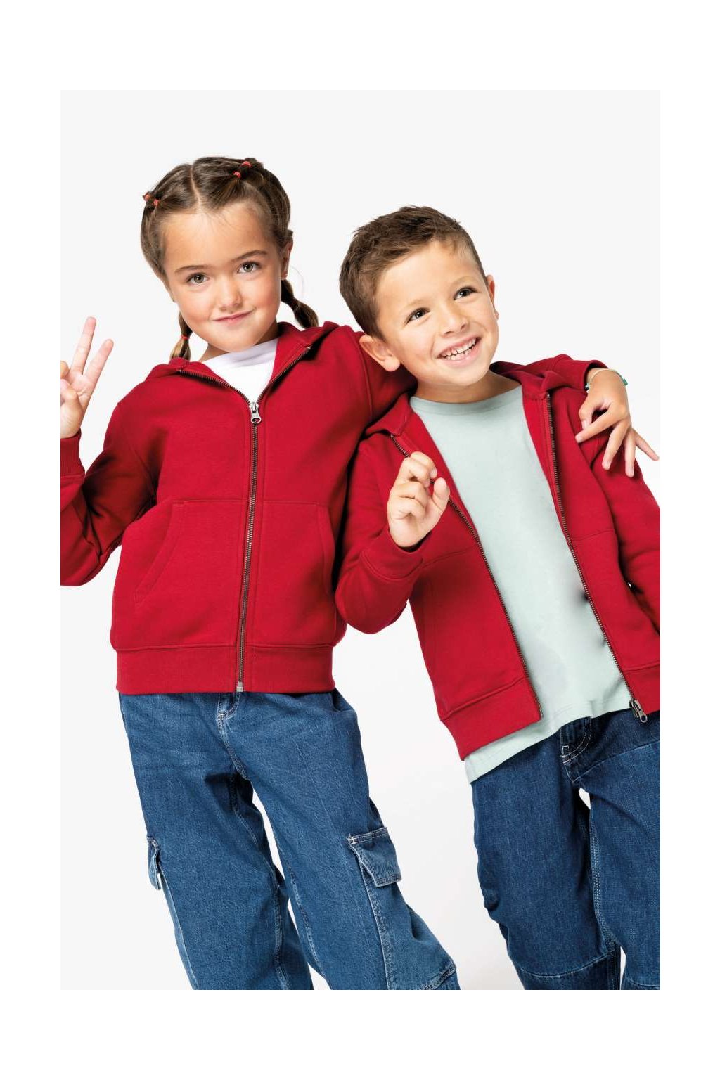 ECO-FRIENDLY KIDS’ FULL ZIP HOODED SWEATSHIRT Black (Vyberte barvu černá, Velikost 6/8)