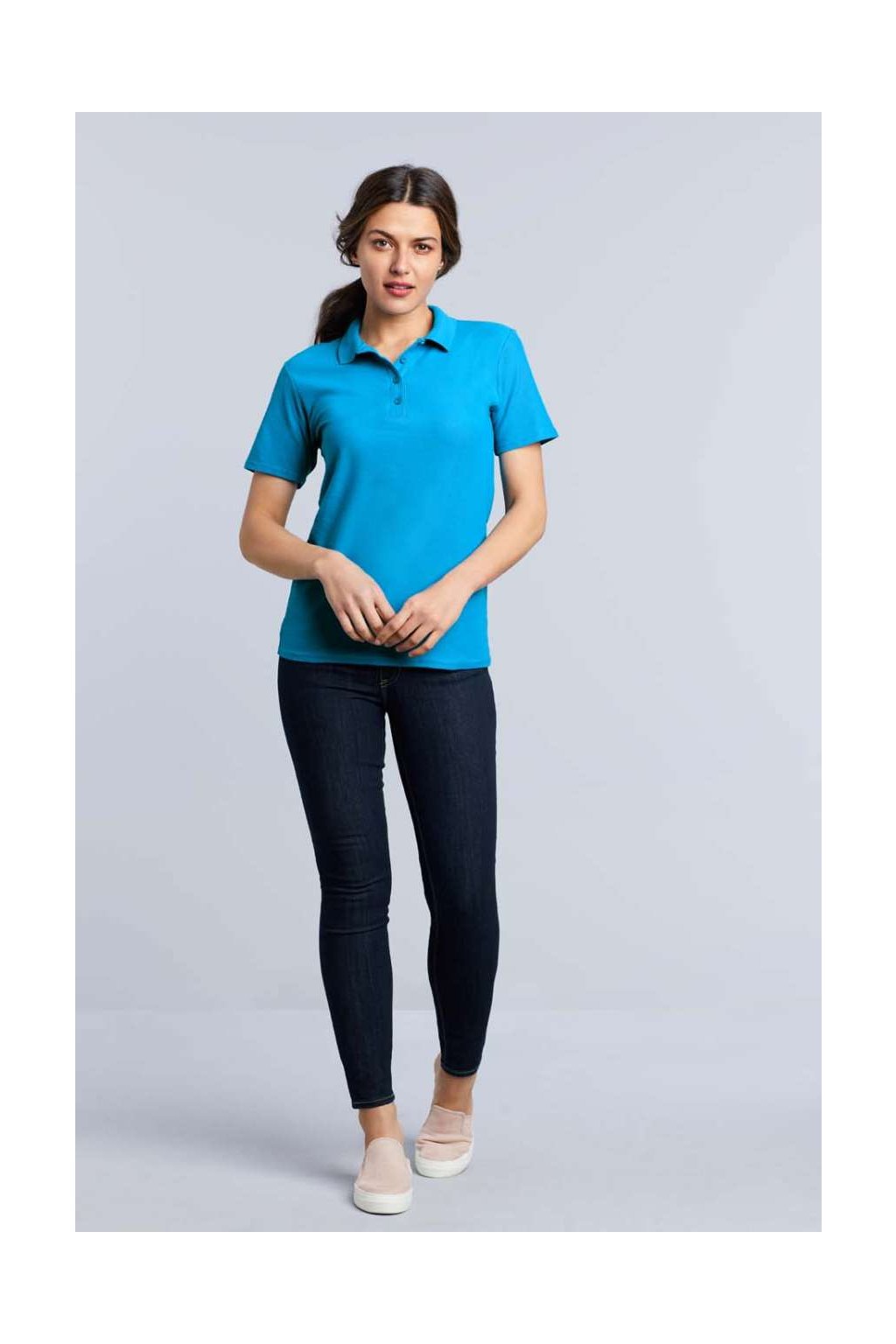SOFTSTYLE<SUP>®</SUP> LADIES' DOUBLE PIQUÉ POLO Black (Vyberte barvu černá, Velikost M)