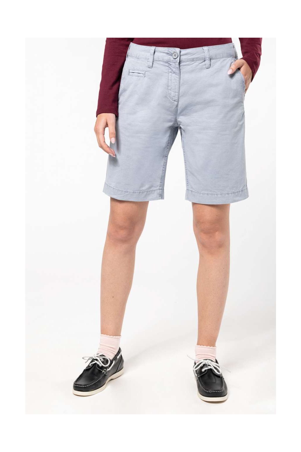 LADIES' WASHED EFFECT BERMUDA SHORTS Washed Charcoal (Vyberte barvu oprané černé uhlí, Velikost 42)