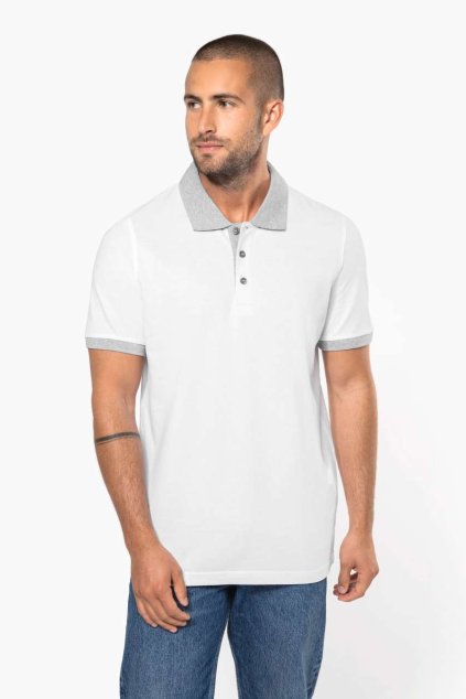 MEN'S TWO-TONE PIQUÉ POLO SHIRT Red/Black (Vyberte barvu červená / černá, Velikost S)