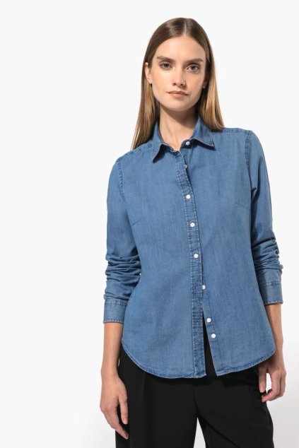 LADIES’ DENIM SHIRT Chambray Blue (Vyberte barvu chambray modrá, Velikost M)