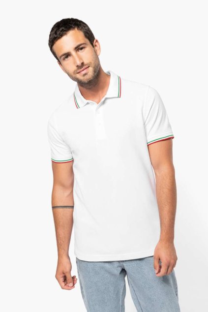 MEN'S SHORT-SLEEVED POLO SHIRT Navy/Red/White (Vyberte barvu námořnická modrá / červená / bílá, Velikost S)