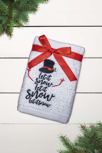 OLIMA CHRISTMAS TOWEL - LET IT SNOW SNOWMAN White (Vyberte barvu bílá, Velikost 45X70)