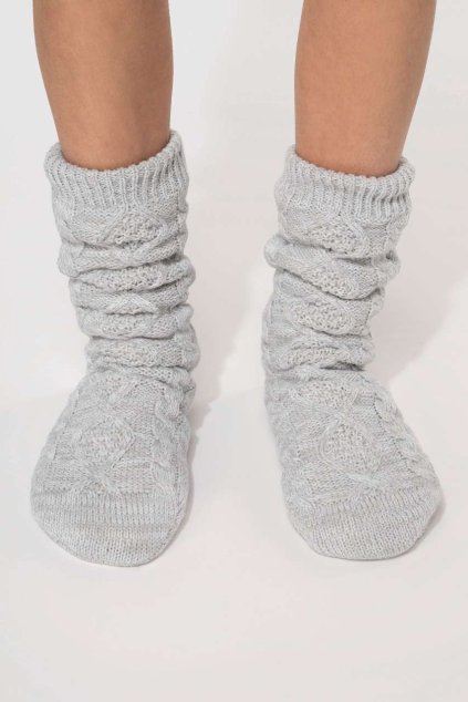 SHERPA-LINED LOUNGE SOCKS Angora Melange (Vyberte barvu angora béžová melír, Velikost U)