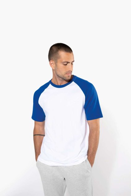 BASEBALL - SHORT-SLEEVED TWO-TONE T-SHIRT Aqua Blue/White (Vyberte barvu vodní modrá / bílá, Velikost 2XL)