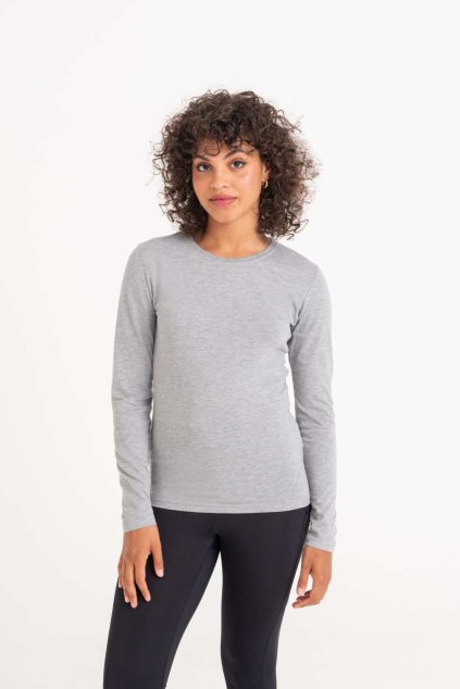LONG SLEEVE GIRLIE TRI-BLEND T Heather Grey (Vyberte barvu šedá žíhaná, Velikost XS)