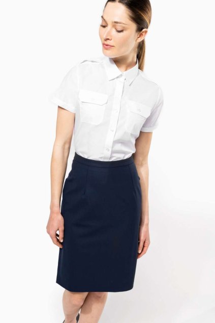 LADIES’ SHORT-SLEEVED PILOT SHIRT White (Vyberte barvu bílá, Velikost S)