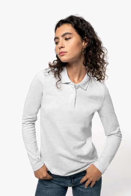 LADIES' LONG-SLEEVED POLO SHIRT Dark Grey (Vyberte barvu tmavě šedá, Velikost S)