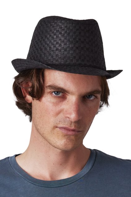 RETRO PANAMA - STYLE STRAW HAT Black (Vyberte barvu černá, Velikost 57)