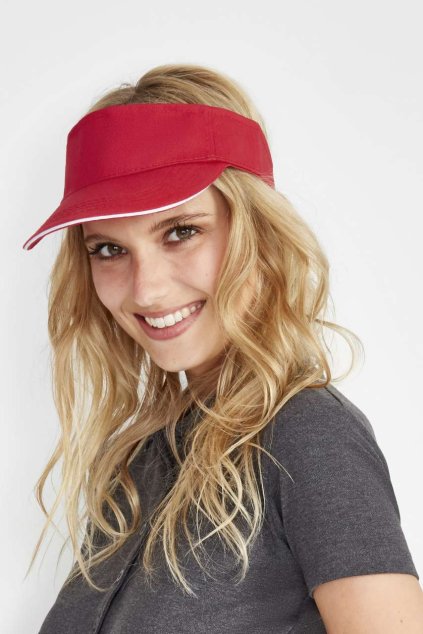 SOL'S ACE - UNISEX VISOR Red/White (Vyberte barvu červená / bílá, Velikost U)
