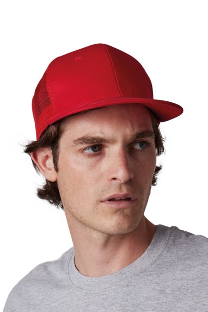 TRUCKER FLAT PEAK CAP - 6 PANELS Black (Vyberte barvu černá, Velikost U)
