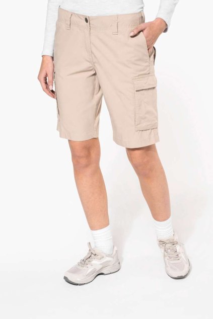 LADIES' LIGHTWEIGHT MULTIPOCKET BERMUDA SHORTS Beige (Vyberte barvu béžová, Velikost 34)
