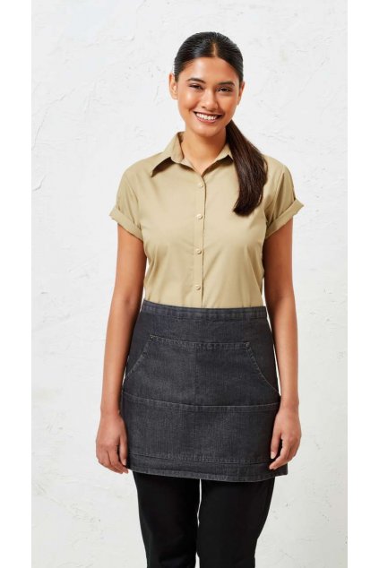 JEANS STITCH DENIM WAIST APRON Black Denim (Vyberte barvu černá džínovina, Velikost U)