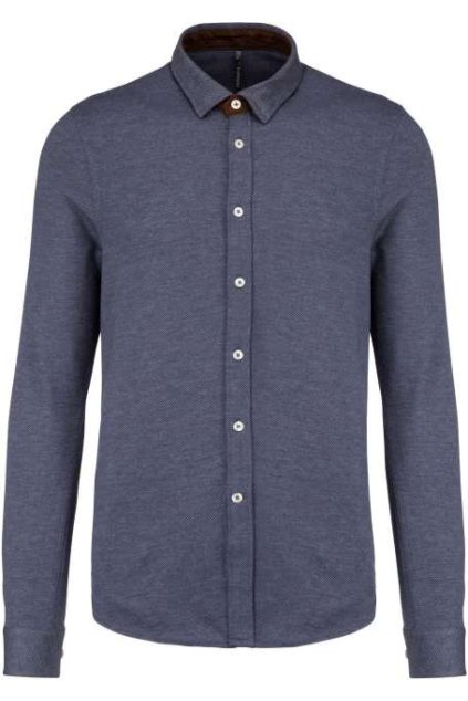 LONG-SLEEVED JACQUARD KNIT SHIRT Jacquard Blue (Vyberte barvu Jacquard modrá, Velikost S)