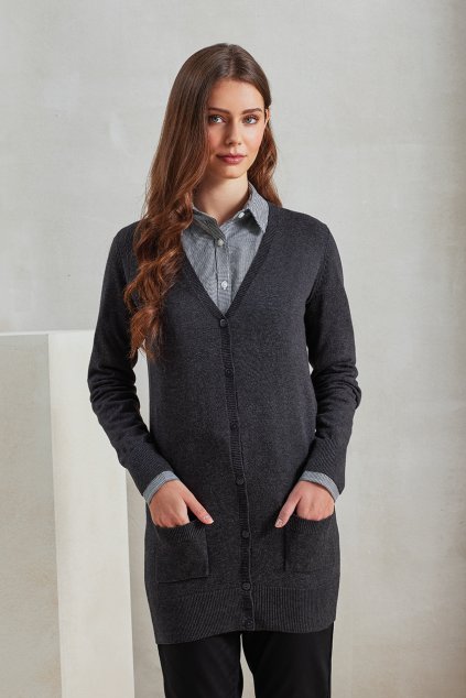 WOMEN'S LONG LENGTH KNITTED CARDIGAN Navy (Vyberte barvu námořnická modrá, Velikost XS)