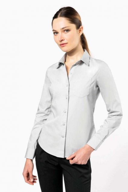 LADIES' LONG-SLEEVED COTTON POPLIN SHIRT Zinc (Vyberte barvu zinek šedá, Velikost S)