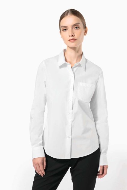 LADIES' LONG-SLEEVED COTTON POPLIN SHIRT Zinc (Vyberte barvu zinek šedá, Velikost S)