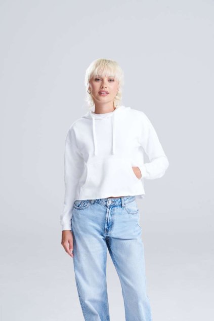 WOMEN'S CROPPED HOODIE Jet Black (Vyberte barvu tryskáčově černá, Velikost XS)