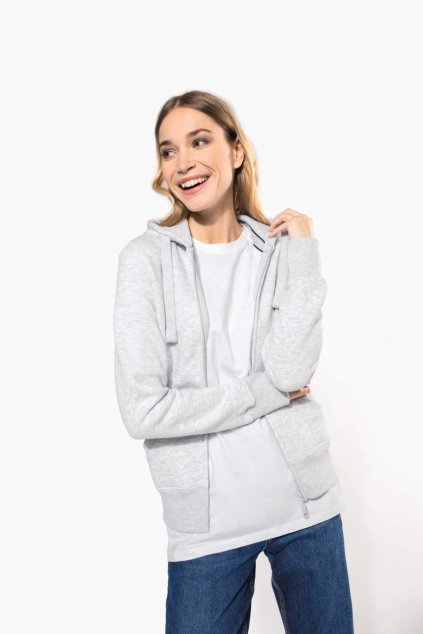 LADIES' FULL ZIP HOODED SWEATSHIRT Oxford Grey (Vyberte barvu Oxford šedá, Velikost XS)