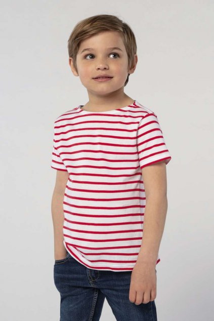 SOL'S MILES KIDS' - ROUND NECK STRIPED T-SHIRT White/Navy (Vyberte barvu bílá / námořnická modrá, Velikost 4A)