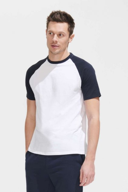 SOL'S FUNKY - MEN'S 2-COLOUR RAGLAN SLEEVES T-SHIRT White/Orange (Vyberte barvu bílá / oranžová, Velikost S)