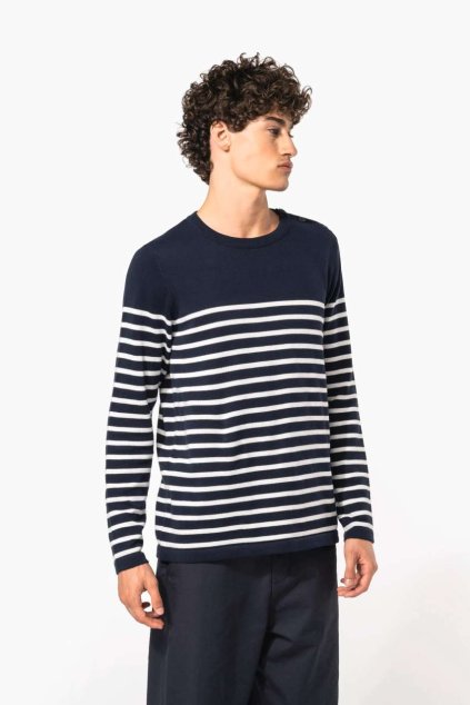 MEN'S SAILOR JUMPER Striped Navy/Off White (Vyberte barvu pruhovaná námořnická modrá / off bílá, Velikost S)