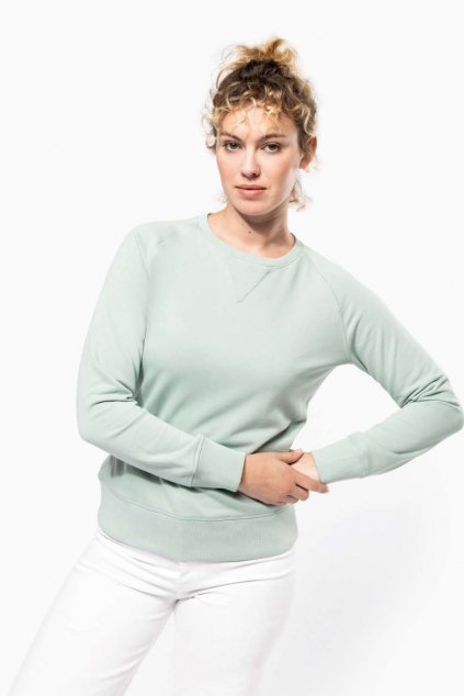 LADIES’ ORGANIC COTTON CREW NECK RAGLAN SLEEVE SWEATSHIRT Black (Vyberte barvu černá, Velikost M)