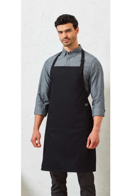 COTTON BIB APRON, FAIRTRADE & ORGANIC CERTIFIED Black (Vyberte barvu černá, Velikost U)