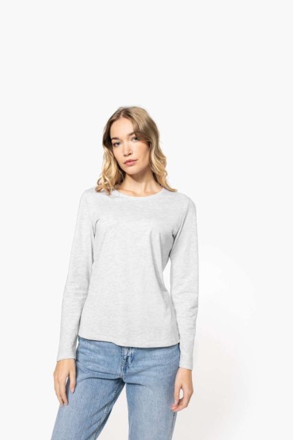 LADIES' LONG-SLEEVED CREW NECK T-SHIRT White (Vyberte barvu bílá, Velikost S)