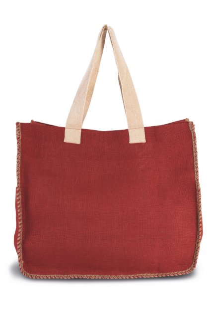 JUTE BAG WITH CONTRAST STITCHING Black/Natural (Vyberte barvu černá / přírodní, Velikost U)