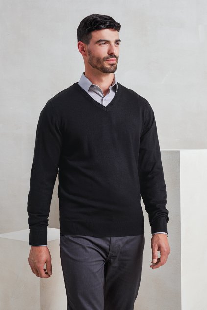 'ESSENTIAL' ACRYLIC MEN'S V-NECK SWEATER Navy (Vyberte barvu námořnická modrá, Velikost XS)