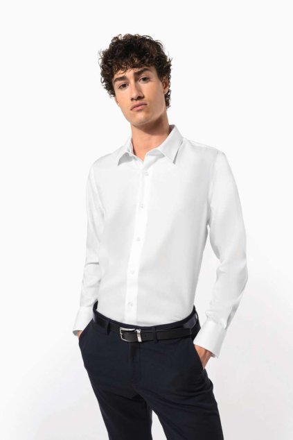 MEN'S FITTED LONG-SLEEVED NON-IRON SHIRT White (Vyberte barvu bílá, Velikost S)