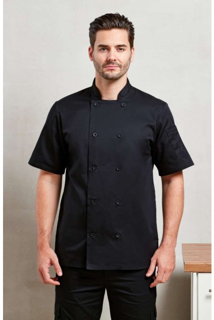 SHORT SLEEVE CHEF'S JACKET Black (Vyberte barvu černá, Velikost XS)