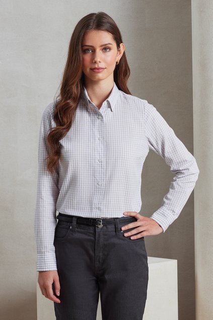 'MAXTON' CHECK WOMEN'S LONG SLEEVE SHIRT Navy/White (Vyberte barvu námořnická modrá / bílá, Velikost XS)