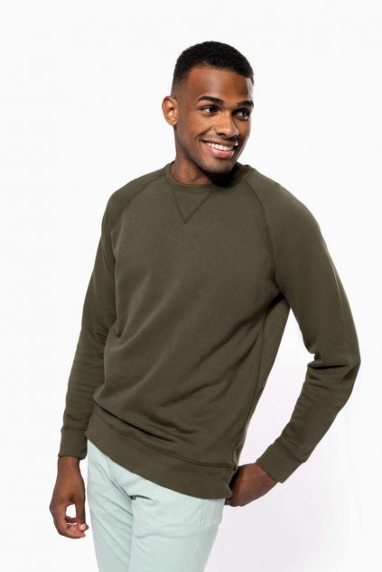 MEN'S ORGANIC COTTON CREW NECK RAGLAN SLEEVE SWEATSHIRT Black (Vyberte barvu černá, Velikost M)