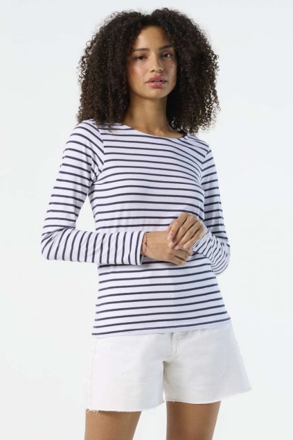 SOL'S MARINE WOMEN - LONG SLEEVE STRIPED T-SHIRT White/Navy (Vyberte barvu bílá / námořnická modrá, Velikost XS)