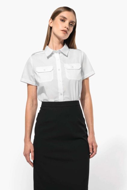 LADIES’ SHORT-SLEEVED PILOT SHIRT White (Vyberte barvu bílá, Velikost S)