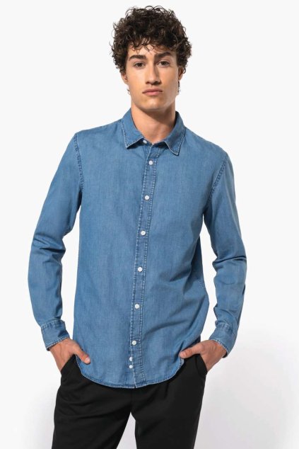 MEN’S DENIM SHIRT Chambray Blue (Vyberte barvu chambray modrá, Velikost M)