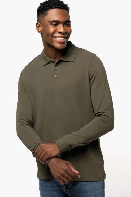 MEN'S LONG-SLEEVED POLO SHIRT Black (Vyberte barvu černá, Velikost S)