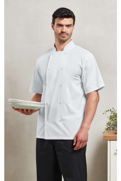 CHEF'S SHORT SLEEVE STUD JACKET Black (Vyberte barvu černá, Velikost XS)