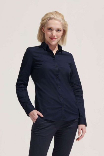 SOL'S BLAKE WOMEN - LONG SLEEVE STRETCH SHIRT Black (Vyberte barvu černá, Velikost XS)