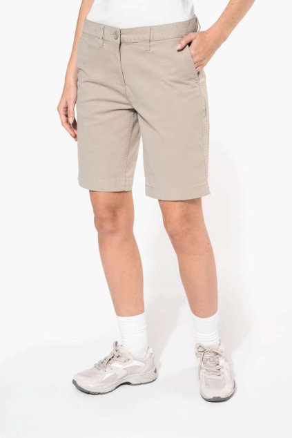 LADIES' CHINO BERMUDA SHORTS Beige (Vyberte barvu béžová, Velikost 34)