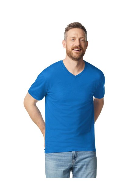 SOFTSTYLE<SUP>™</SUP> ADULT V-NECK T-SHIRT Black (Vyberte barvu černá, Velikost S)