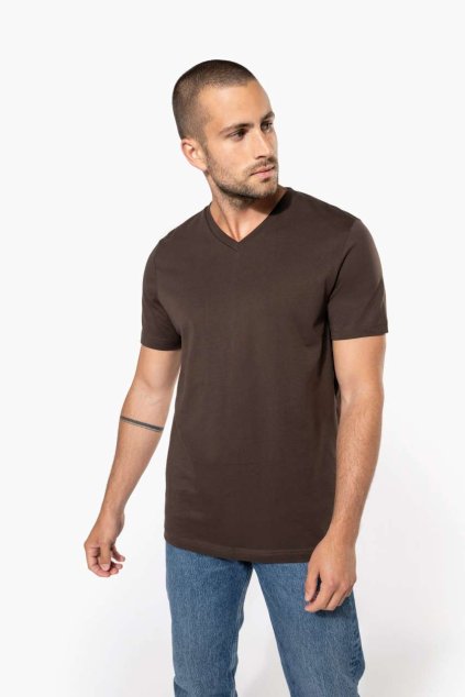 MEN'S SHORT-SLEEVED V-NECK T-SHIRT Black (Vyberte barvu černá, Velikost 4XL)