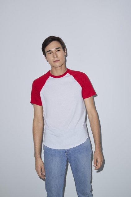 UNISEX POLY-COTTON SHORT SLEEVE RAGLAN T-SHIRT White/Navy (Vyberte barvu bílá / námořnická modrá, Velikost S)