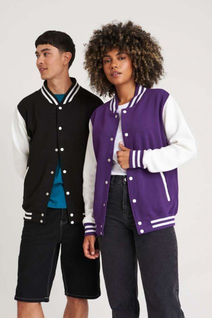VARSITY JACKET Jet Black/White (Vyberte barvu tryskáčově černá / bílá, Velikost L)