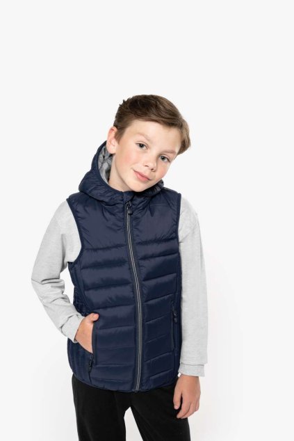 KID'S HOODED BODYWARMER Black (Vyberte barvu černá, Velikost 6/8)